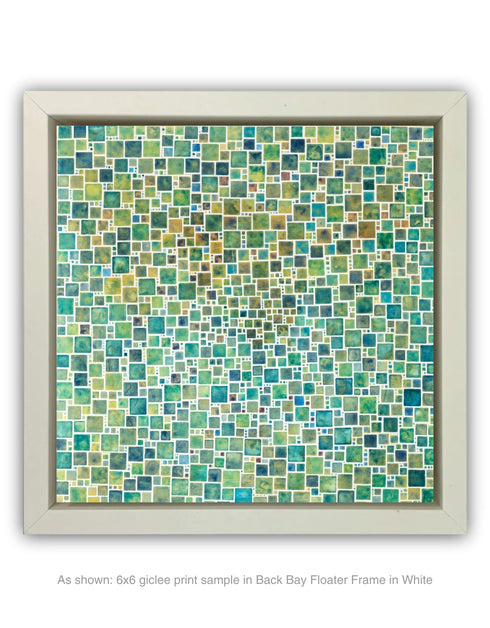 Green Squares | Framed Giclee Print on Canvas